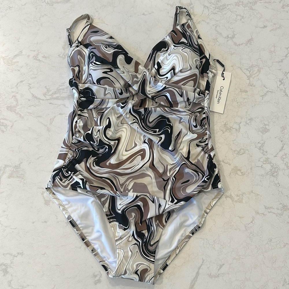 Calvin Klein Women's Twist Tummy Control One-Piece‎ Swimsuit 18 Plus NWT - Picture 14 of 14